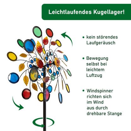 Lemodo Windrad Garten Metall NA200, Windspiel Kupferoptik, 221 cm
