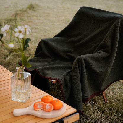 ACUSHLA Merino Wolldecke 160x200 cm, warme Campingdecke, Olive