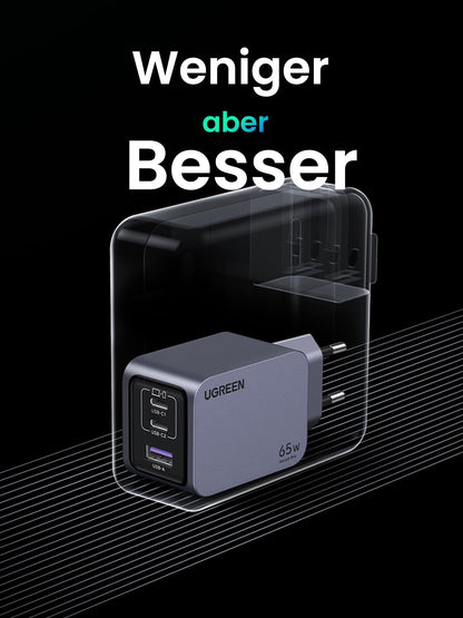 UGREEN Nexode Pro 65W GaN USB-C Ladegerät mit 3 Ports (PPS 45W)