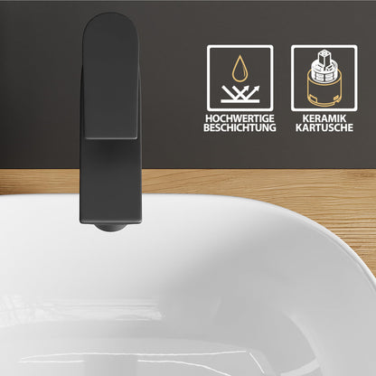 Planetmöbel Waschtischarmatur Einhebelmischer - Schwarz Matt 17 cm