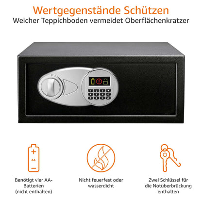 Amazon Basics Stahltresor mit Digital-Sperre – 20 L Schwarz