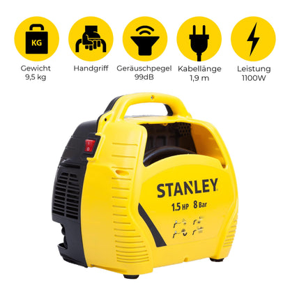 Stanley Kompressor 8 Bar - Ölfrei - Druckluft Set - Gelb