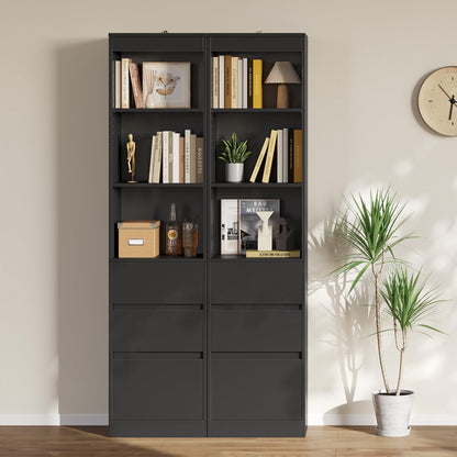 FORABAMB Badezimmerschrank Hochschrank 180 cm, 3 Schubladen, Schwarz