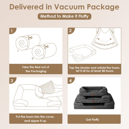 EHEYCIGA Orthopädisches Hundebett Memory Foam - XL, Dunkelgrau