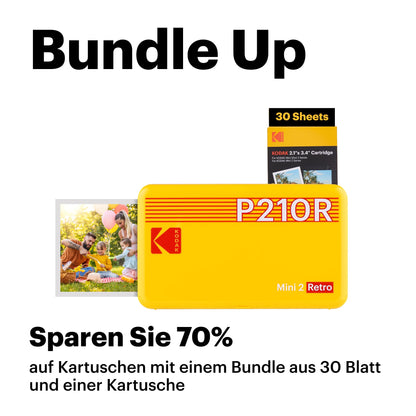 Kodak Mini 2 Retro Mobiler Fotodrucker für Smartphone – Weiss Bundle