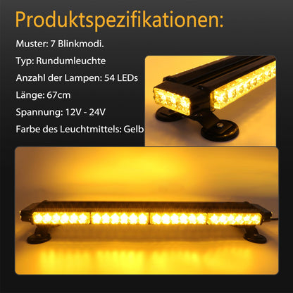ROUTECKING 67cm 54 LED Rundumleuchte Blinklicht – Gelb magnetisch