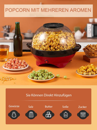 HOUSNAT Popcornmaschine RH-906, 800 W, 5,5 l, Antihaftbeschichtung