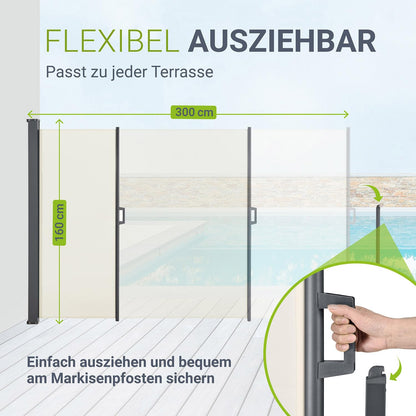 Juskys Seitenmarkise Dubai 160x300 cm Sichtschutz – Beige