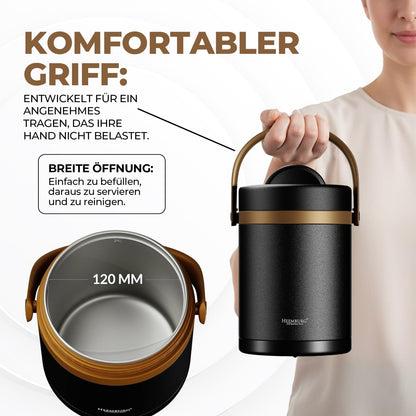 HEEMBURG Thermobehälter aus Edelstahl, 2 L, isolierter Speisebehälter