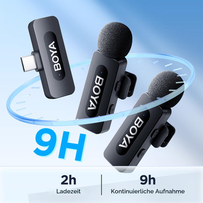BOYA BY-V20 kabelloses USB-C Ansteckmikrofon mit 2 Sendern