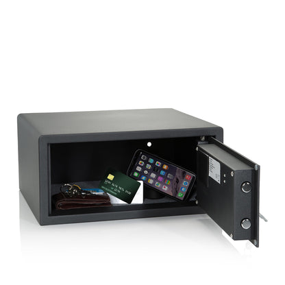 hjh OFFICE COMPACT I Möbeltresor 25,5L Elektronik Schloss Schwarz