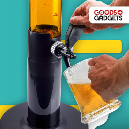 GOODS+GADGETS Trinksäule Biersäule mit Zapfhahn – XXL 5L