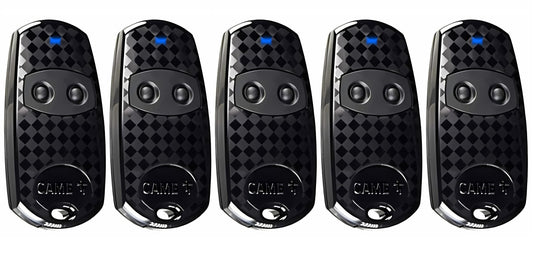 CAME TOP432EE Funkfernbedienung Handsender – 5er Set: Kompakte, schwarze Handsender mit zwei Tasten. Steuert Torantriebe per Funk.