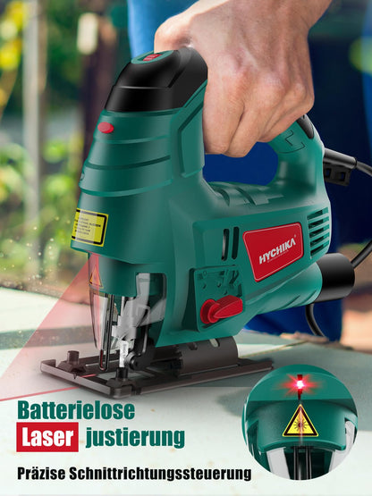 HYCHIKA Stichsäge 800W mit Laserführung und 6 Sägeblättern