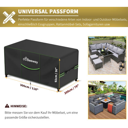 BEEWAY Gartenmöbel Abdeckung wasserdicht 300x200x92cm 420D Oxford