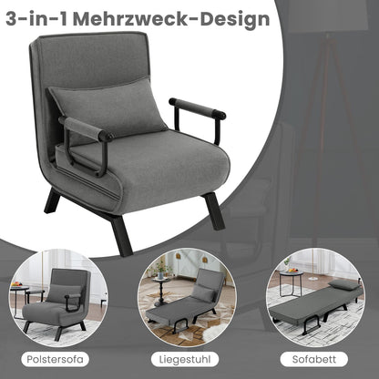 WOLTU Schlafsessel 3-in-1 mit Bettfunktion – Dunkelgrau