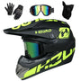 UIGJIOG Motorradhelm Set, Crosshelm mit Schutzbrille und Handschuhen für Motocross, ATV und MTB