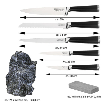 STONELINE EXCALIBUR Messerblock-Set 5-tlg. Felsform