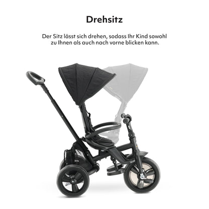 Deryan Explorer Kinderdreirad mit Schubstange, klappbar, Schwarz