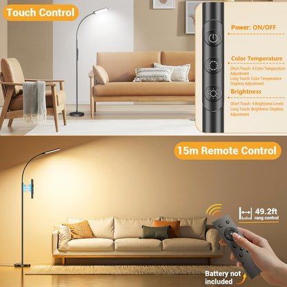 YICAIZI LED Stehlampe dimmbar mit Fernbedienung, 1200 Lumen, schwarz
