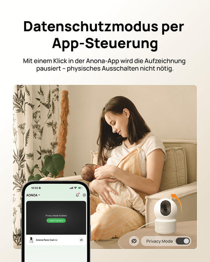 Anona Pano 4K UHD Überwachungskamera innen, 360°, Wi-Fi 6, 2er-Pack