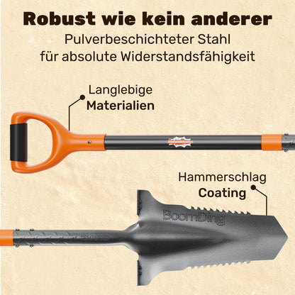 BoomDing Wurzelspaten mit Sägezahn-Handschaufel Set, Carbonstahl