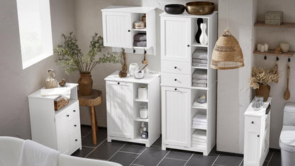 SoBuy BZR105-W Bad Wäscheschrank mit Wäschesack Weiss