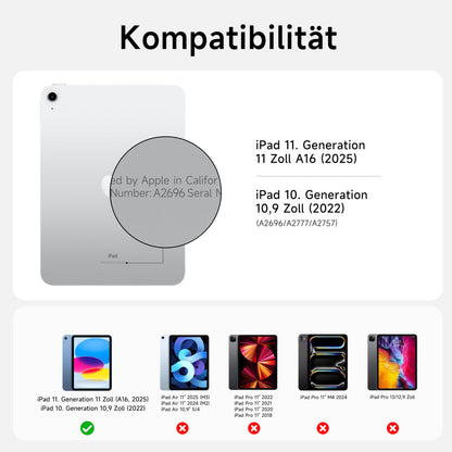 HOU 360° Drehbare Abnehmbare Tastaturhülle iPad A16 11/10 QWERTZ