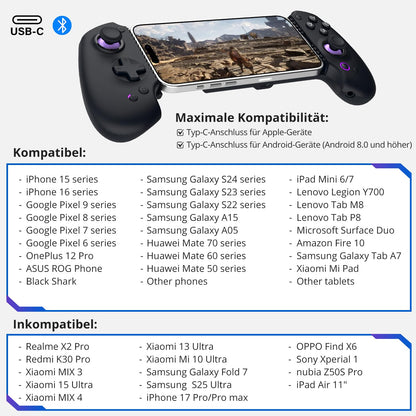 S9 Gaming Controller - Hall Effect, Bluetooth/USB-C Mobile