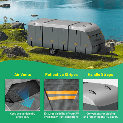 Favoto Abdeckplane Wohnwagen Schutzhülle - wasserdicht 610x250x220cm