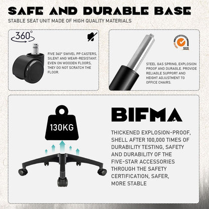 Durrafy Ergonomischer Bürostuhl, Schreibtischstuhl mit Verstellbaren Armlehnen, Gaming-Stuhl,Mesh-Bürostühle,Bürostuhl mit Lendenwirbelstütze,Gepolstertem Sitzkissen, 360° Drehstuhl, Schwarz