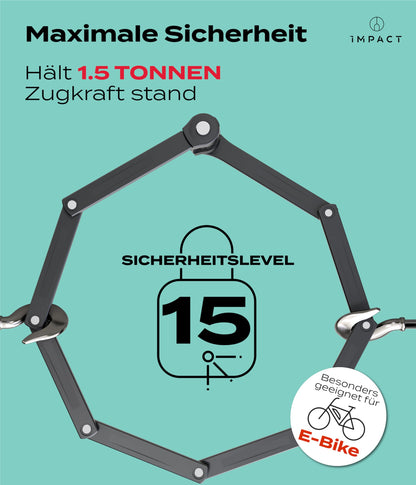 Impact PortaLock 15 Faltschloss Fahrrad Zahlenschloss 110cm