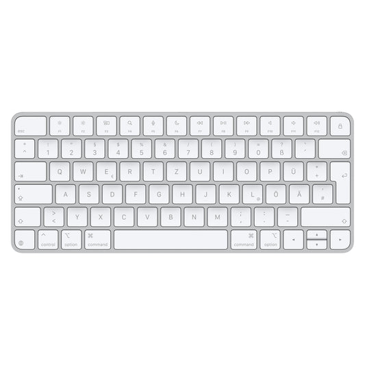 Apple Magic Keyboard Tastatur - deutsches Layout. Flache, silberfarbene Tastatur für präzise Texteingabe und Computersteuerung.
