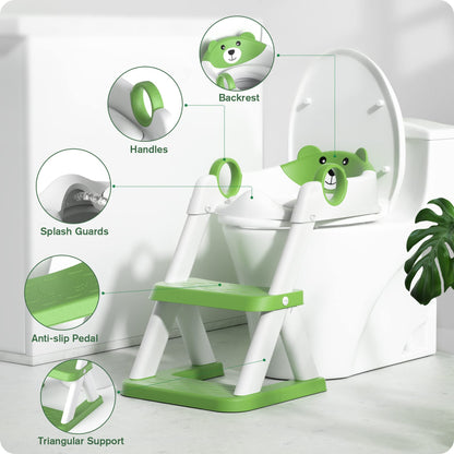 Rabb 1st Toilettenleiter für Kinder, 2-in-1 Toilettensitz mit Treppe