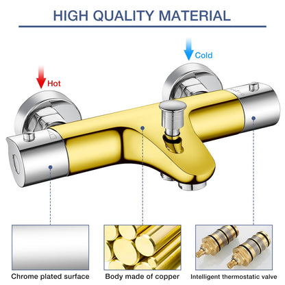 Premium Thermostat Badewannenarmatur Aufputz - Chrom