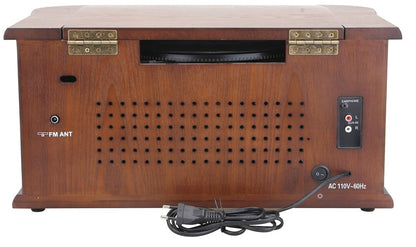 Nostalgie Holz Musikanlage - Plattenspieler, CD, Kassette, BT, Radio