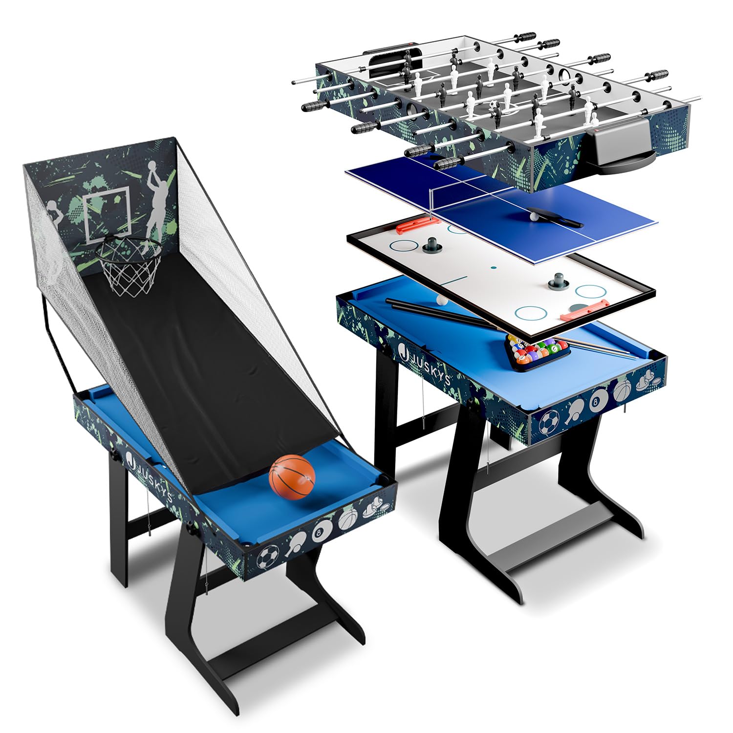 Juskys 5in1 Spieltisch Ballzauber - Kindertisch klappbar. Klappbarer Multifunktions-Kindertisch für 5 integrierte Ballspiele.