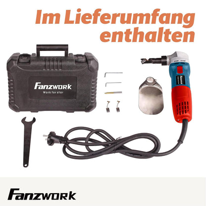 FANZWORK Elektro-Blechknabber 600W – Koffer & 2 Stempel