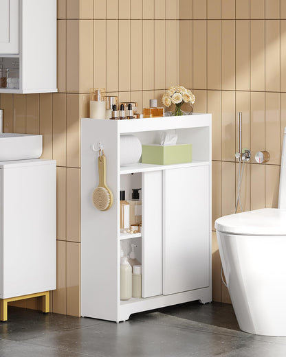 Hzuaneri Badezimmerschrank mit Schiebetür und Toilettenpapierhalter