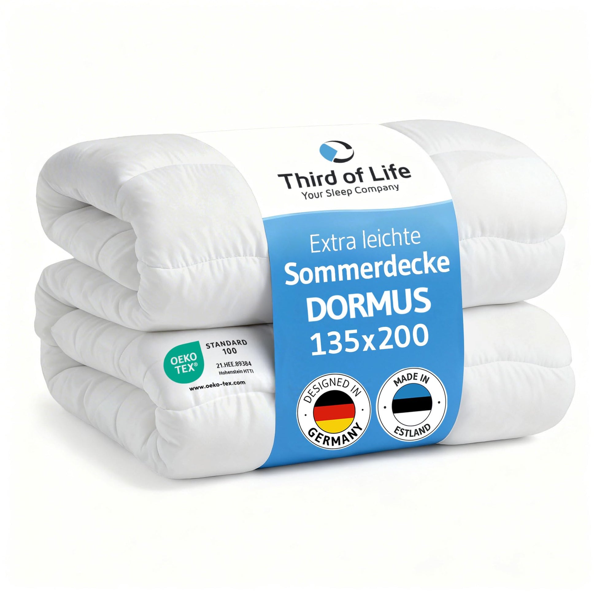 Third of Life DORMUS Sommerdecke 135x200, extra leichte Steppdecke