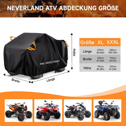 NEVERLAND Abdeckplane für Quad ATV XXXL, 210D Oxford, orange