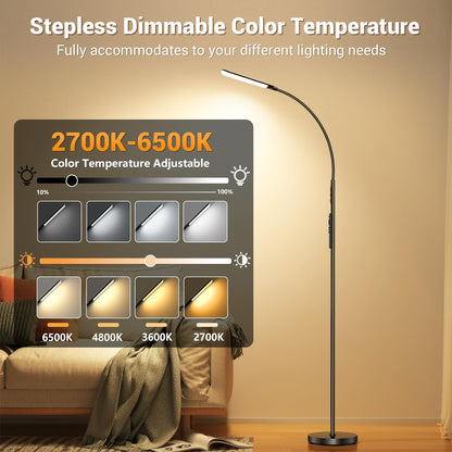 YICAIZI LED Stehlampe dimmbar mit Fernbedienung, 1200 Lumen, schwarz