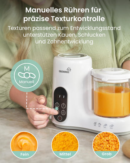 GROWNSY Babynahrungszubereiter 3-in-1 Dampfgarer Mixer