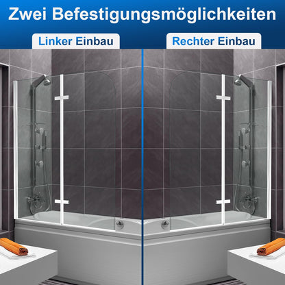 Jiubiaz Duschwand Badewanne 120x140cm faltbar - Silber Transparent