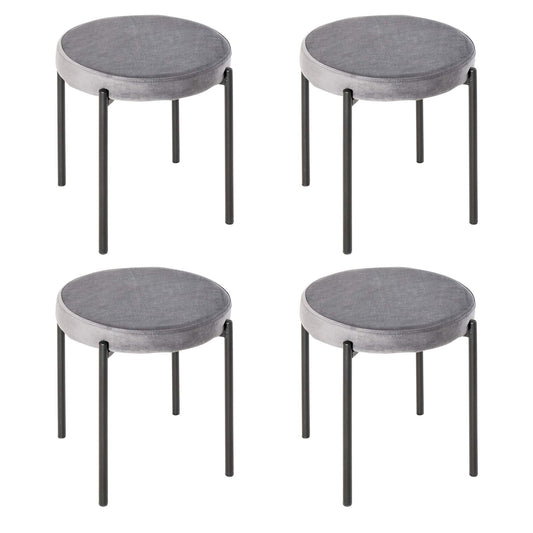 HOMCOM 4er-Set Stapelbare Esszimmerhocker Samt Grau. Graue Samthocker für platzsparende Nutzung im Esszimmer.