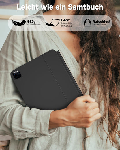 Nuflaz X7 Tastaturhülle - iPad Air 11" QWERTZ Schwarz Grau