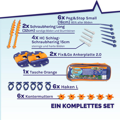 Peggy Peg Markisenset Fix&Go Ankerplatten 2.0 mit Schraubheringen