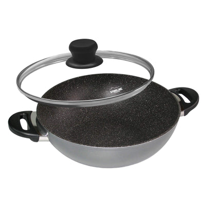 Stoneline Wok Pfanne Induktion 32 cm - Grau mit Deckel