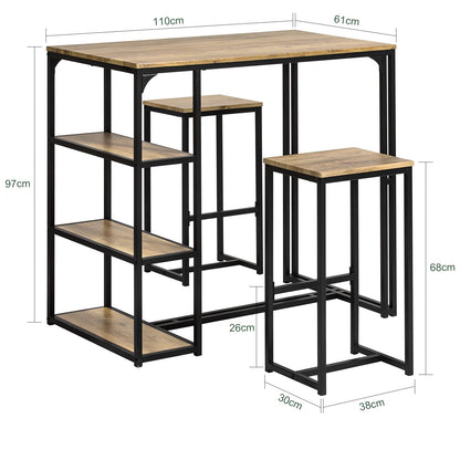 SoBuy OGT43-F Bartisch-Set mit 2 Barhockern & Ablage