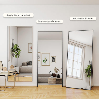 BEAUTYPEAK Ganzkörperspiegel Standspiegel bruchsicher 60x165 cm Schwarz